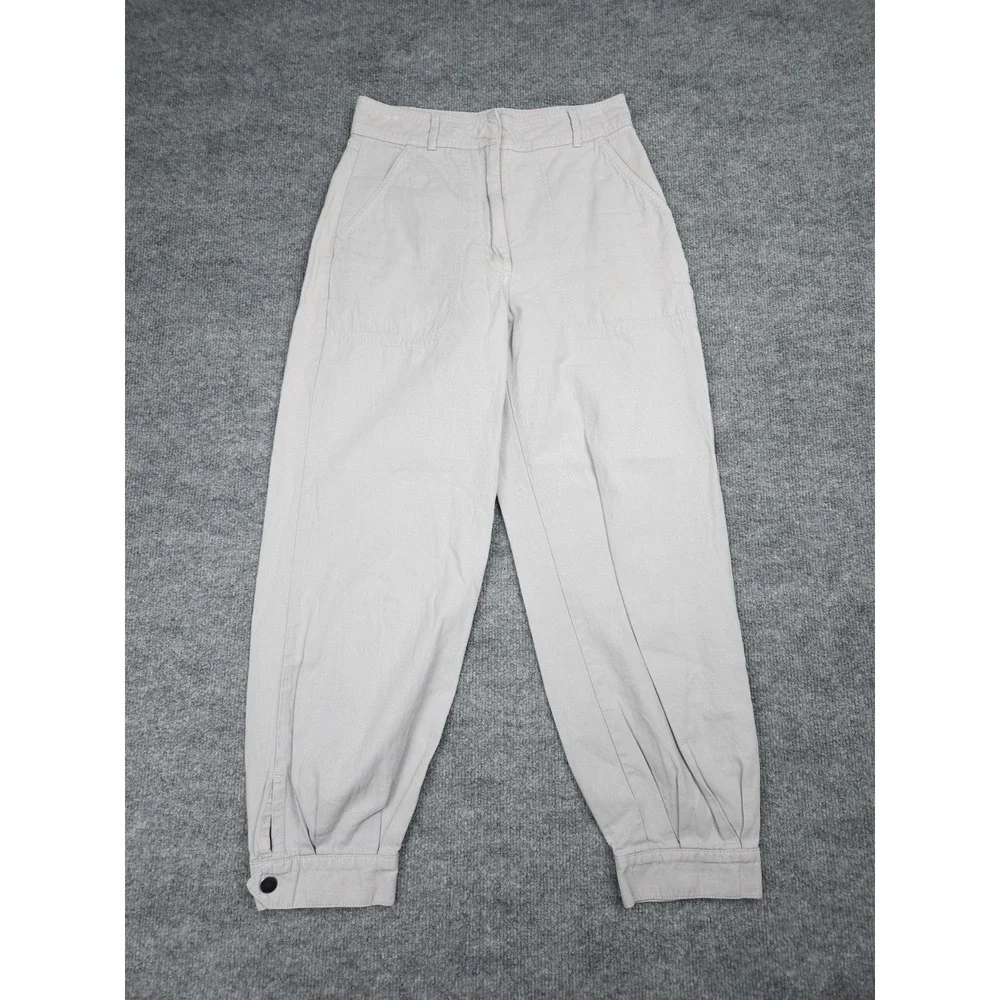 Aritzia Wilfred Free High Waist Barrel Pants Ankle Snap Size 4 Gray Linen Blend*